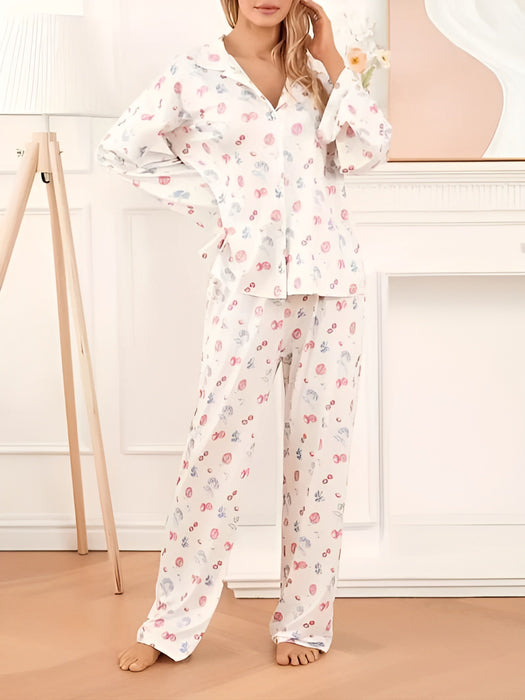 Cozy And Comfy Fit Printed Long Sleeve Pajama Set