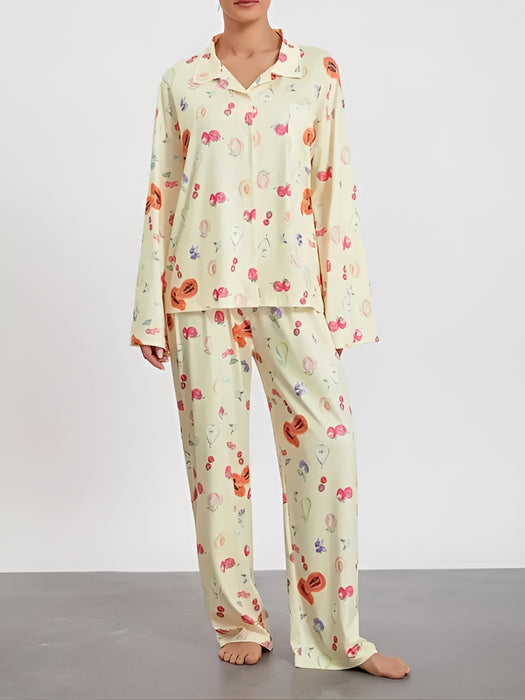 Cozy And Comfy Fit Printed Long Sleeve Pajama Set