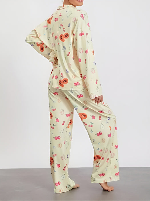 Cozy And Comfy Fit Printed Long Sleeve Pajama Set