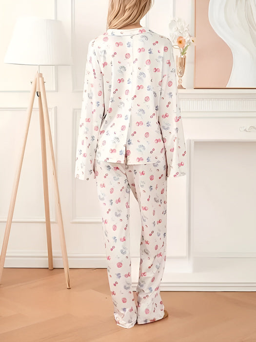 Cozy And Comfy Fit Printed Long Sleeve Pajama Set