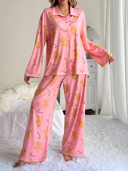 Cozy And Comfy Fit Printed Long Sleeve Pajama Set