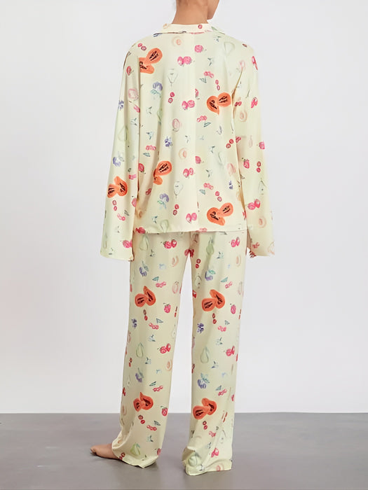 Cozy And Comfy Fit Printed Long Sleeve Pajama Set