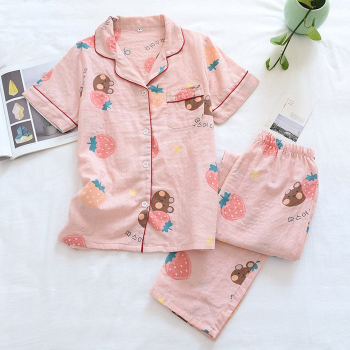 Spring Ladies Pajamas Short-Sleeved