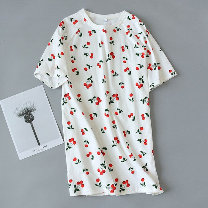 Cotton Short-Sleeved Cute Thin Nightdress