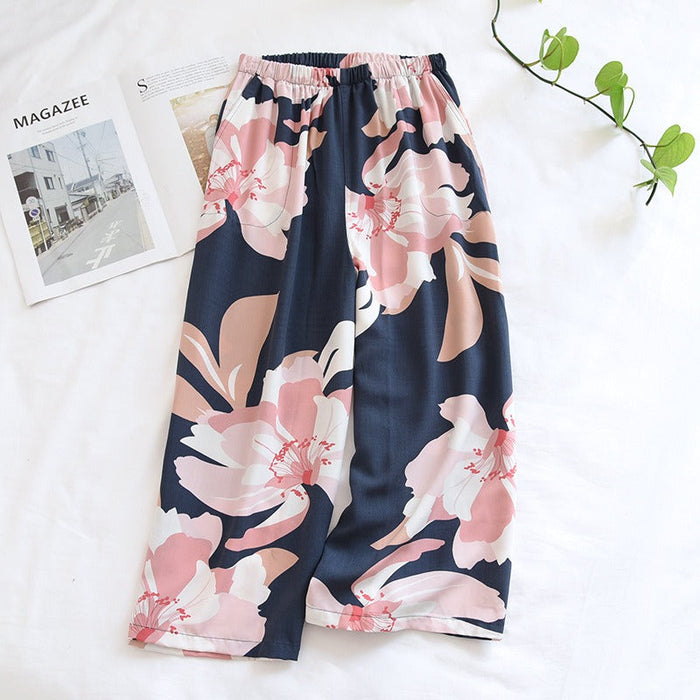 Woman Floral Home Pants Bottoms