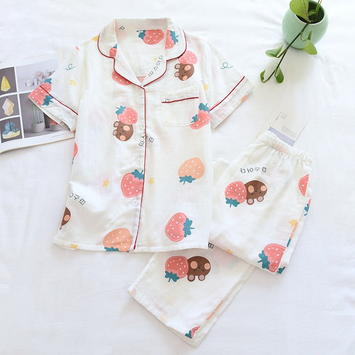 Spring Ladies Pajamas Short-Sleeved