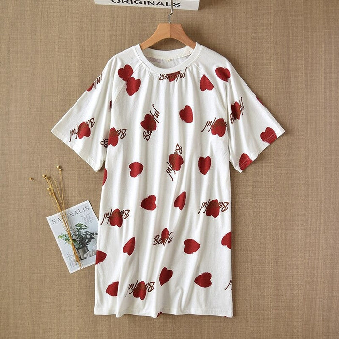 Cotton Short-Sleeved Cute Thin Nightdress