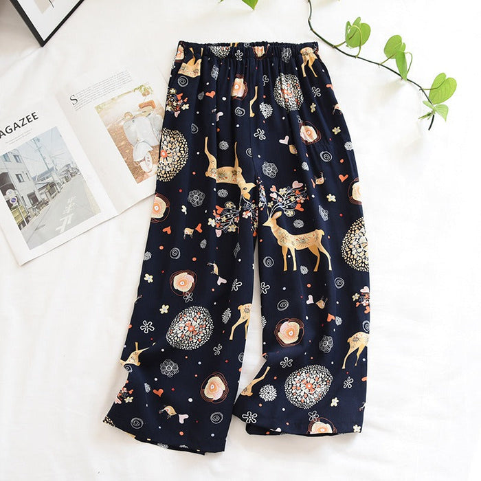 Woman Floral Home Pants Bottoms