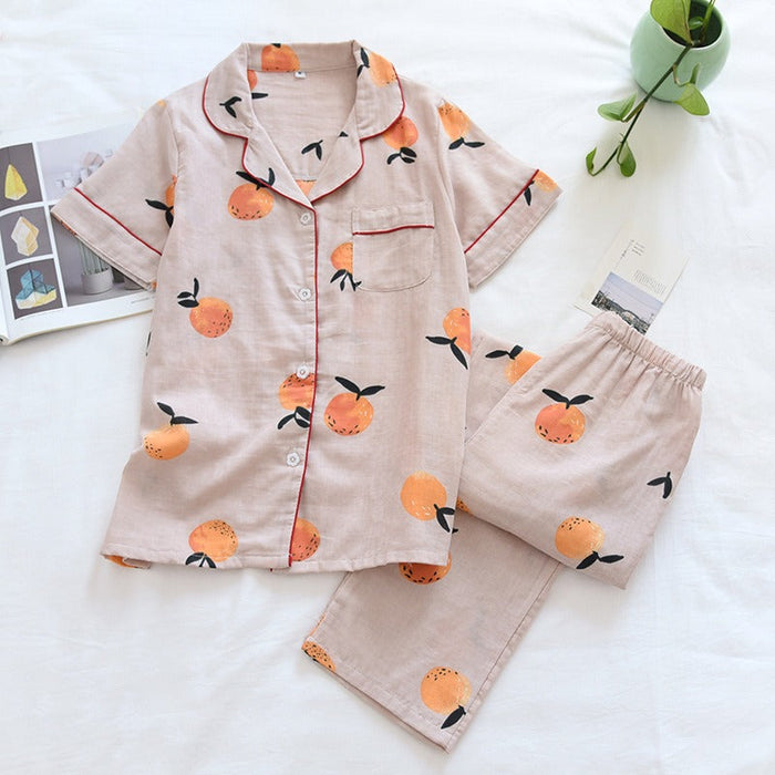 Spring Ladies Pajamas Short-Sleeved