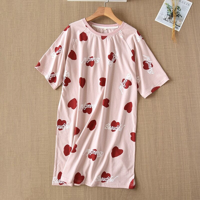 Cotton Short-Sleeved Cute Thin Nightdress