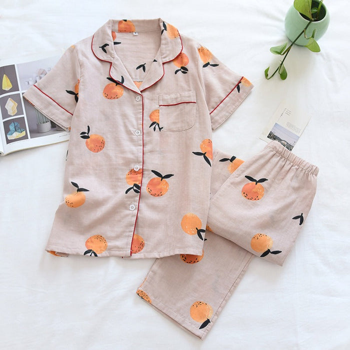 Printed Short Sleeve Summer Pajamas