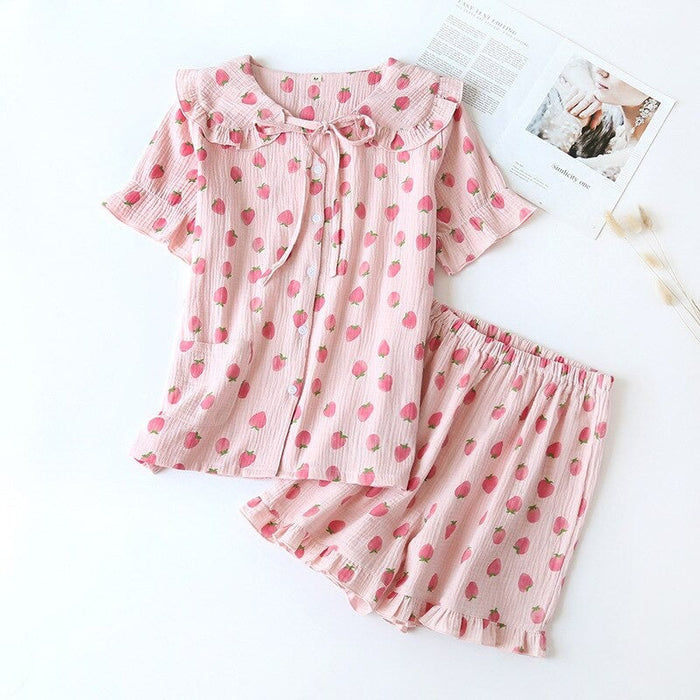 Strawberry Short-Sleeved Pajamas Suit