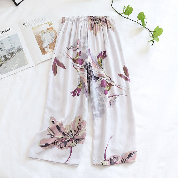 Woman Floral Home Pants Bottoms