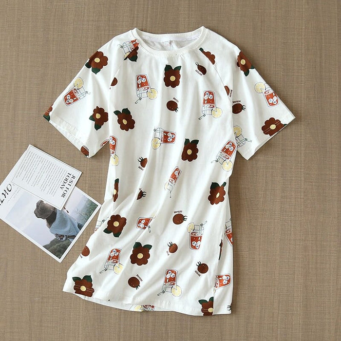 Cotton Short-Sleeved Cute Thin Nightdress