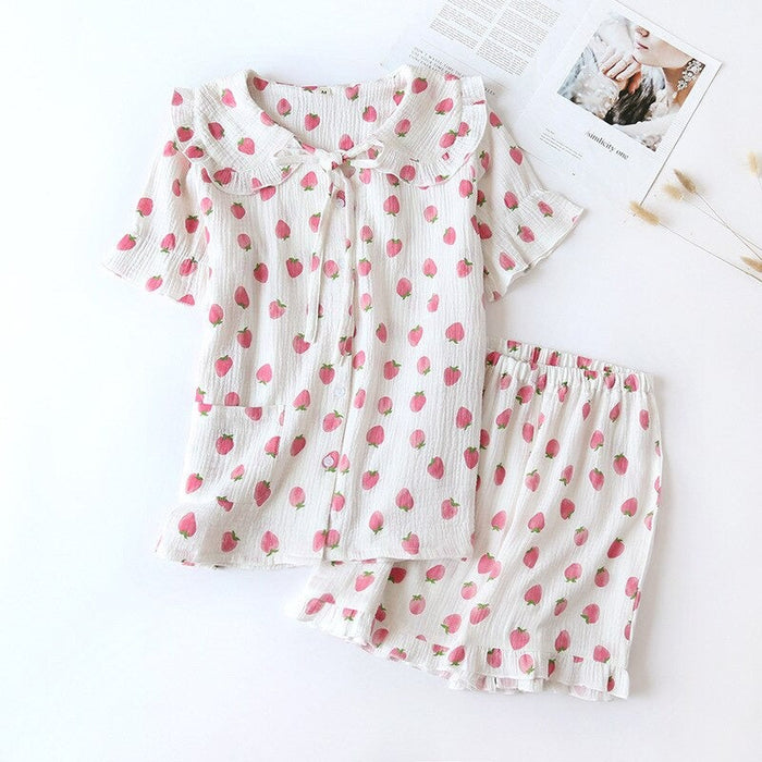 Strawberry Short-Sleeved Pajamas Suit