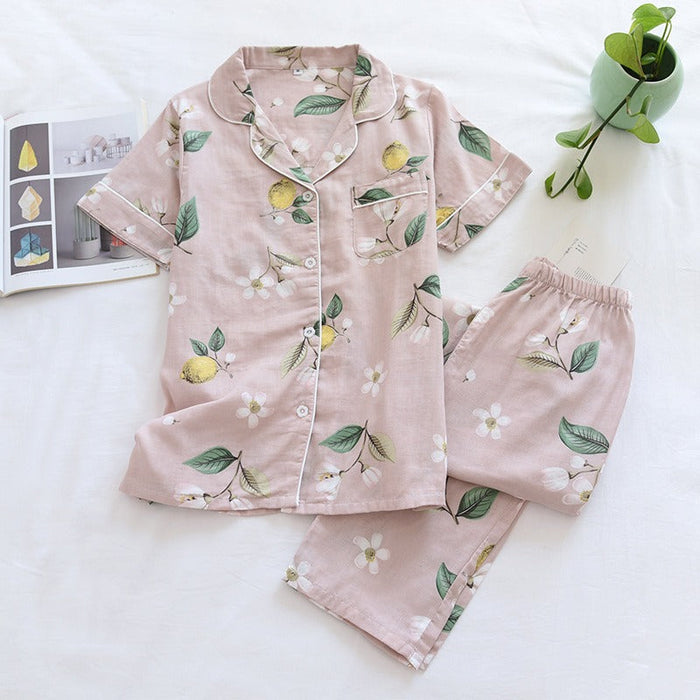 Spring Ladies Pajamas Short-Sleeved