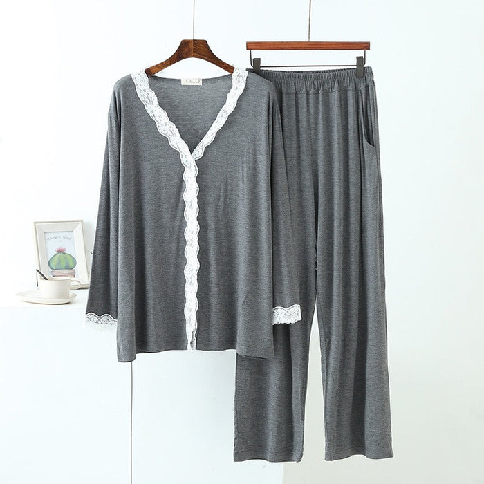 Women's Modal V-neck Lace Two-Piece Pajamas