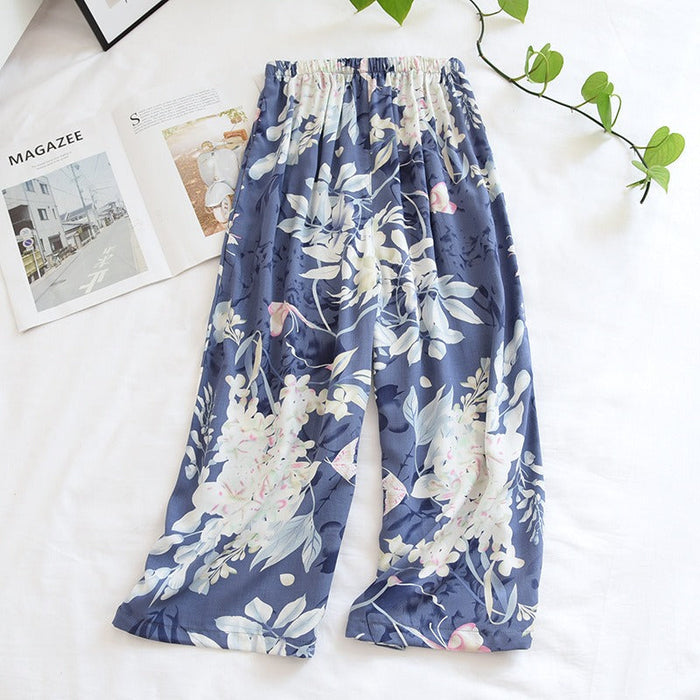 Woman Floral Home Pants Bottoms