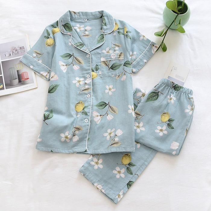 Spring Ladies Pajamas Short-Sleeved