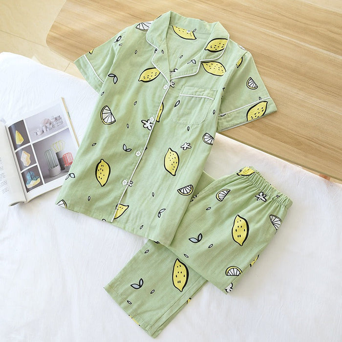 Printed Short Sleeve Summer Pajamas