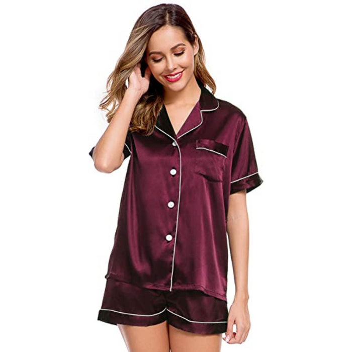 Women's Silk Short Sleeve Pajama Set