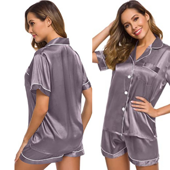 Women Two-Piece Sleepwear Silk Satin Set