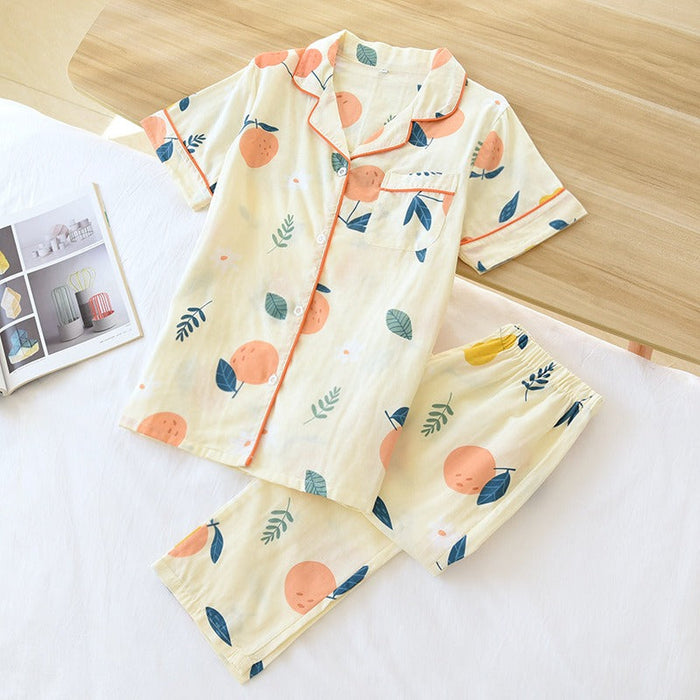 Pretty Printed Short-Sleeved Summer Pajamas