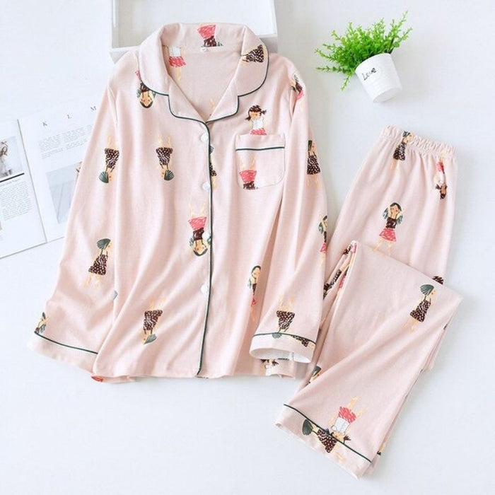 Printed Long Sleeve Pajama Set