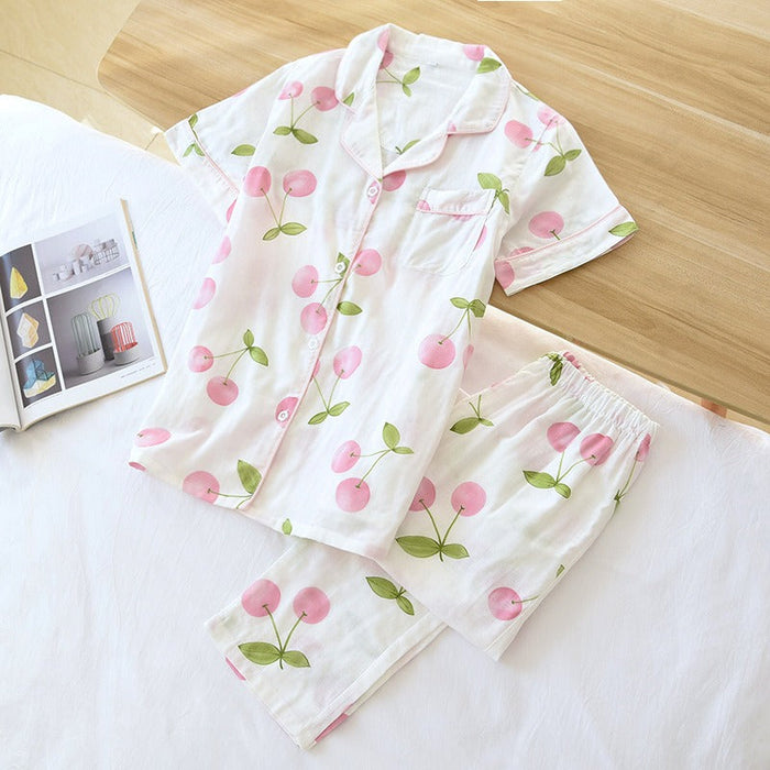 Pretty Printed Short-Sleeved Summer Pajamas