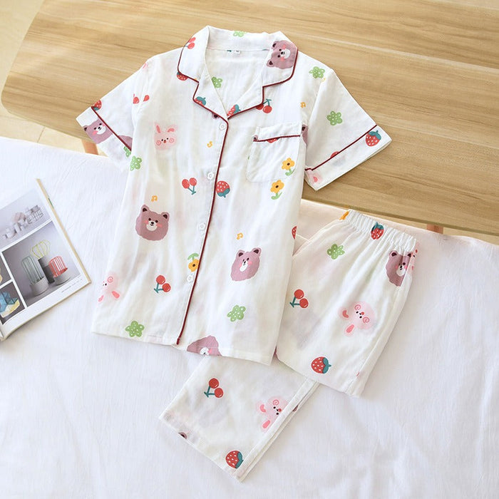 Pretty Printed Short-Sleeved Summer Pajamas