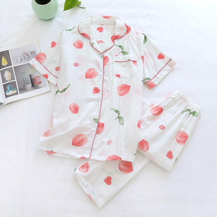 Pretty Printed Short-Sleeved Summer Pajamas