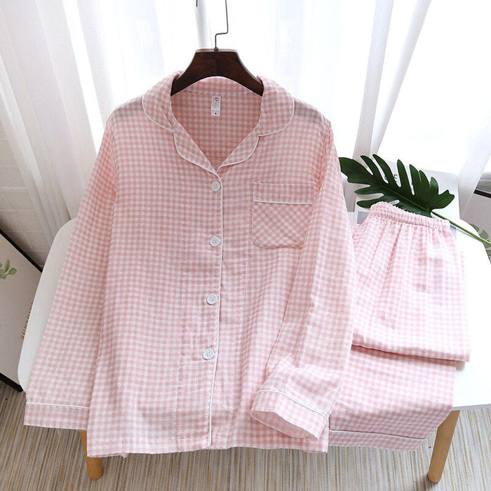 Cotton Checks Men's Long-Sleeved Pajamas