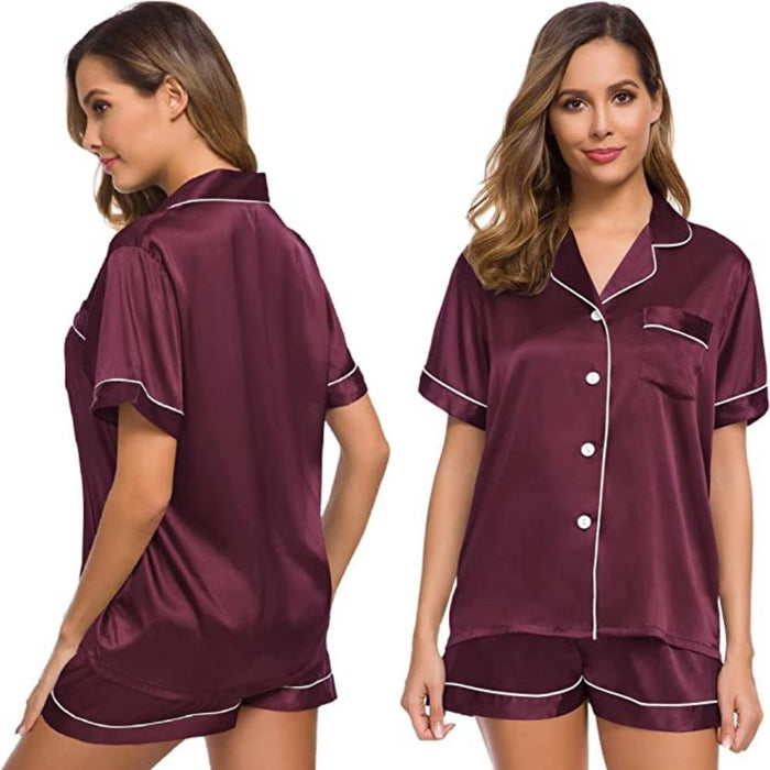 Womens Silk Satin Set Two-Piece Sleepwear