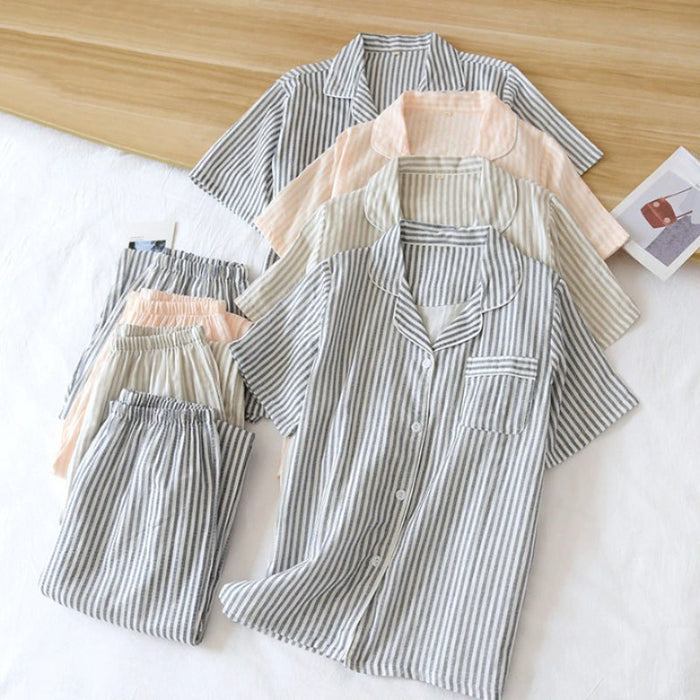 Stripes Printed Short Sleeve Pyjamas