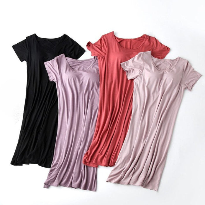 Women's Short Sleeve Long Nightgown