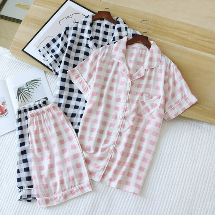 Box Pattern Short Sleeve Pyjamas