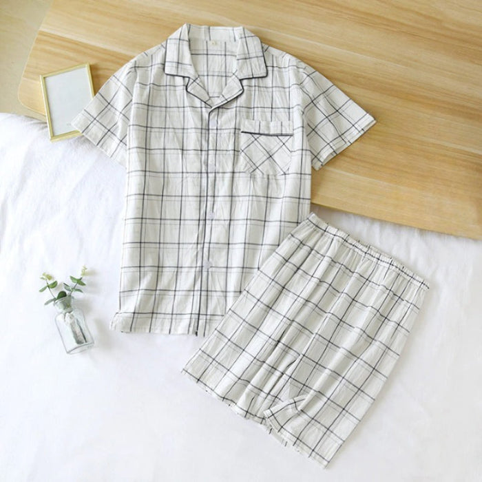 Solid Checks Men's Pajamas