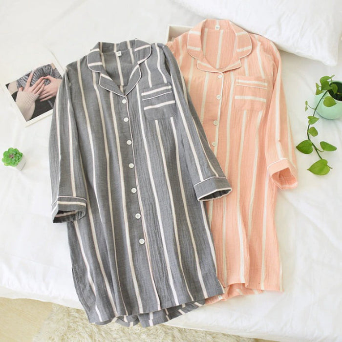 Classic Cotton Striped Nightgown