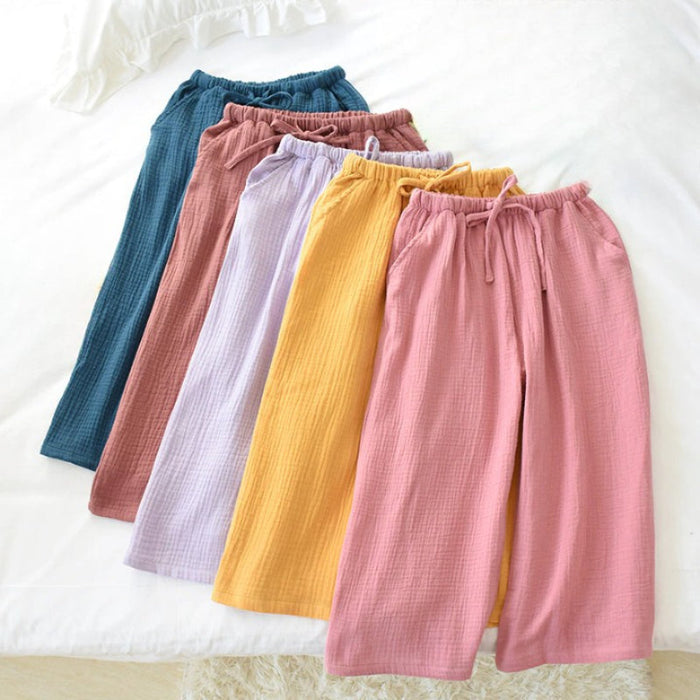 Solid Cotton Crepe Pants