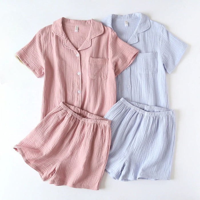 Summer Solid Short Sleeve Pajamas