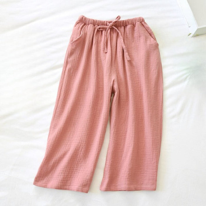 Solid Cotton Crepe Pants