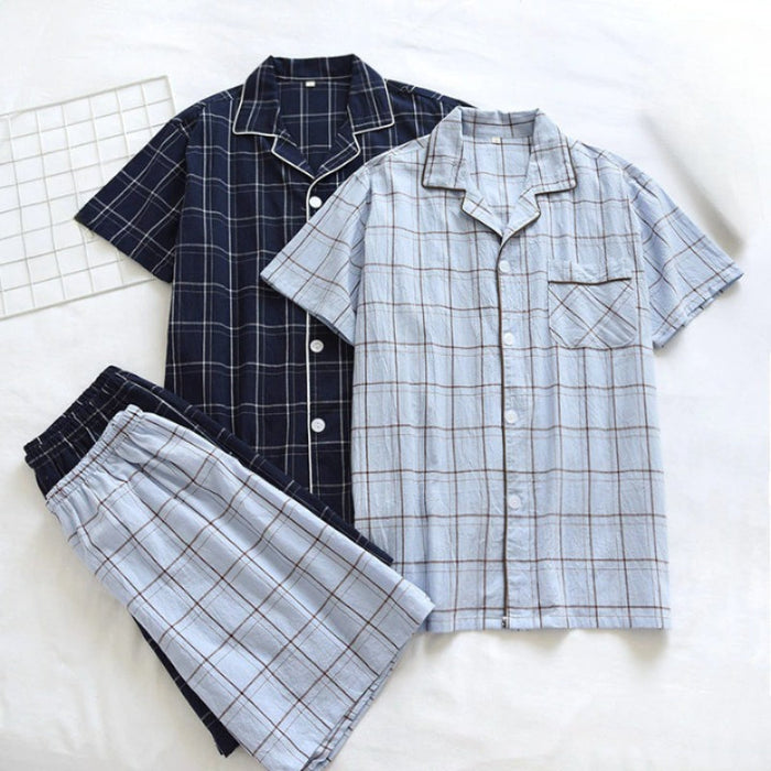 Solid Checks Men's Pajamas