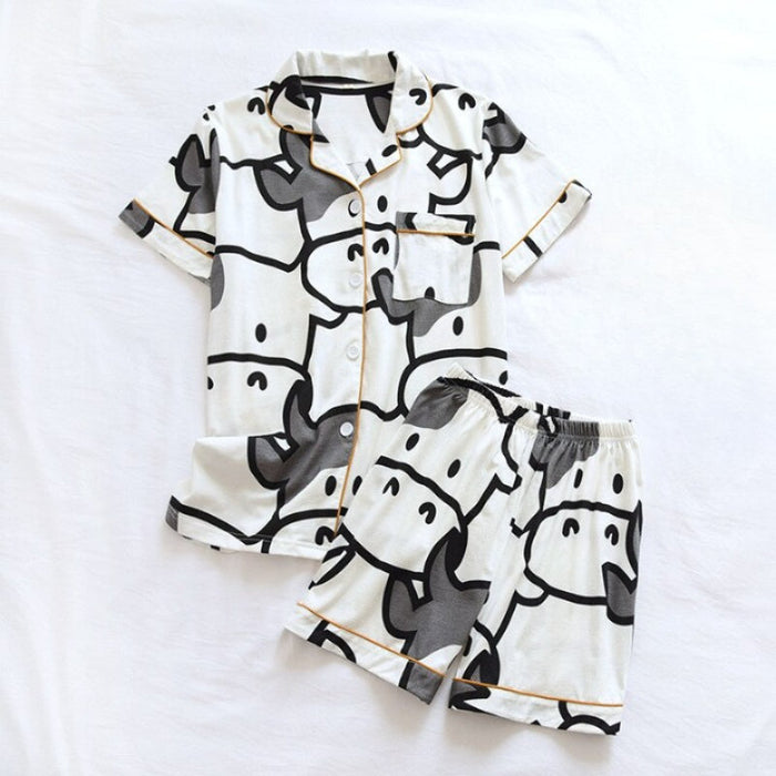 Printed Short Sleeve Pajamas