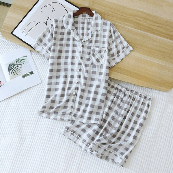 Box Pattern Short Sleeve Pyjamas