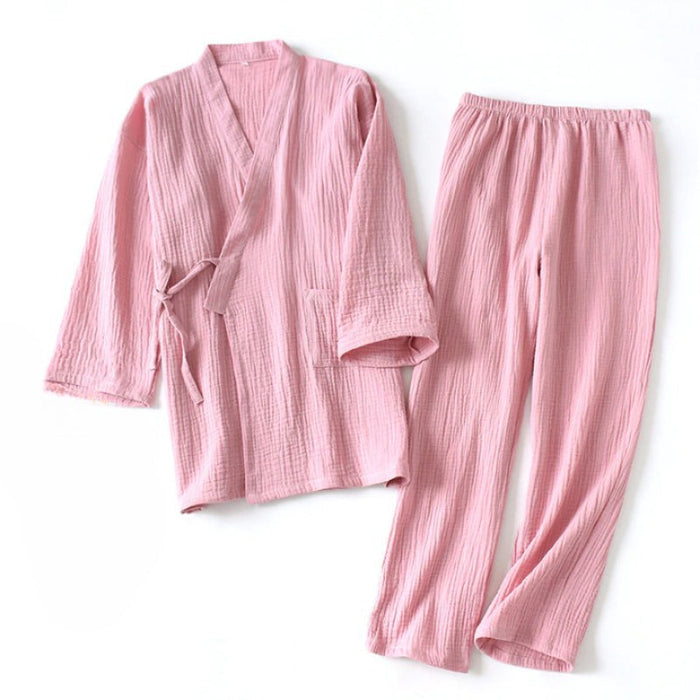 Solid Kimono Short Sleeve Pajamas