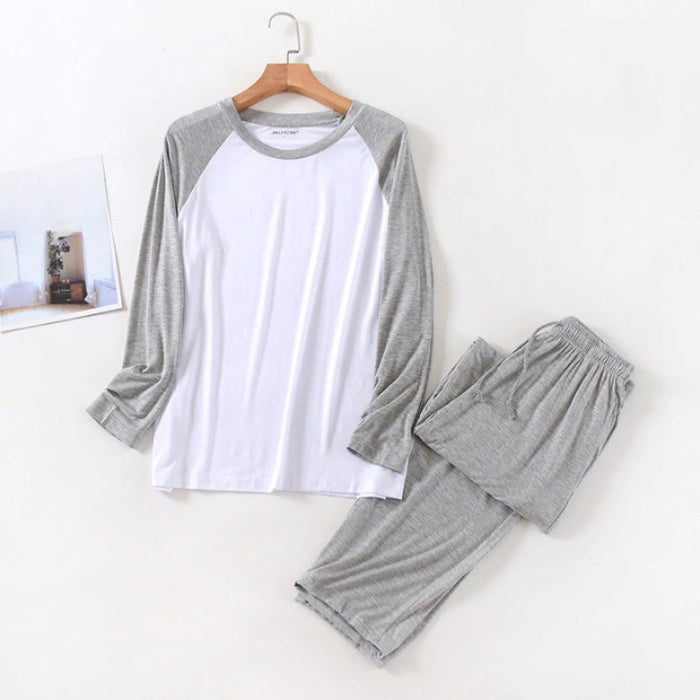 Plain Men's Long-Sleeved Pajamas