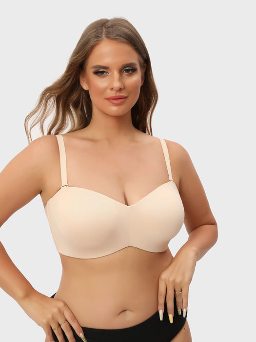 Women's Seamless Strapless Bra With Underwire, Full Support, Anti-slip And  Convertible To Bandeau