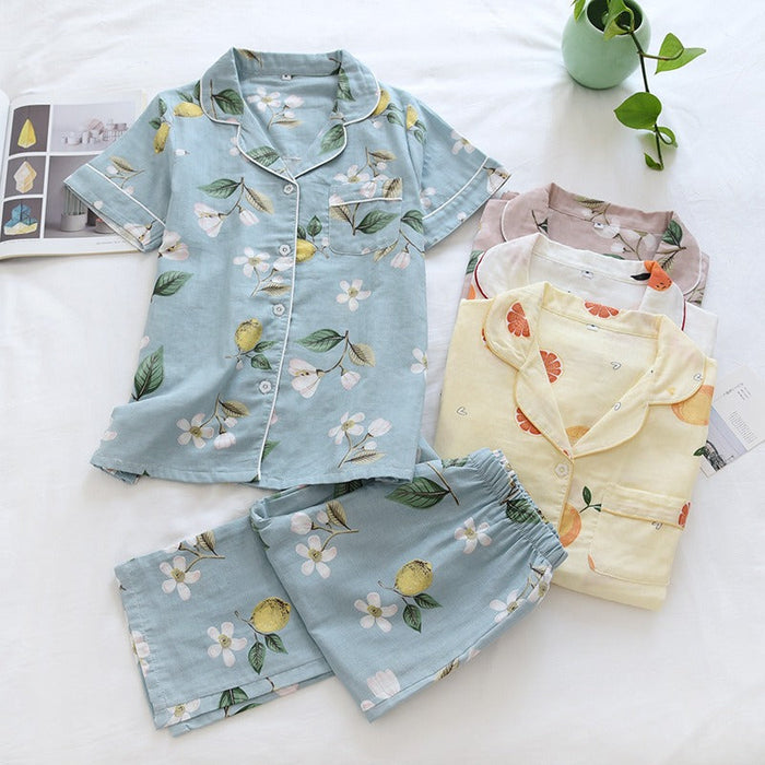 Spring Ladies Pajamas Short-Sleeved