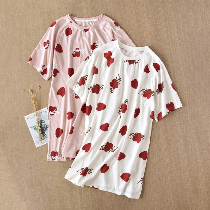 Cotton Short-Sleeved Cute Thin Nightdress