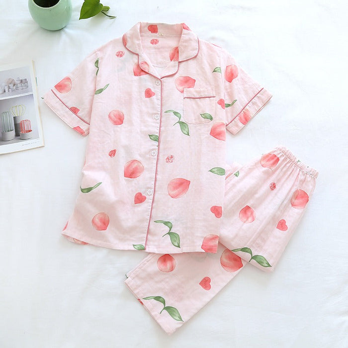 Pretty Printed Short-Sleeved Summer Pajamas